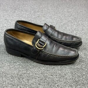 BILLY REID Italy Black Leather D-Ring Strap Buckle Loafer Dress Shoes Mens Sz 8